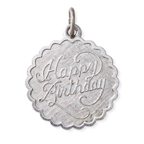 Vintage 1960s “Happy Birthday” Sterling Silver Pendant / Charm - Picture 1 of 3